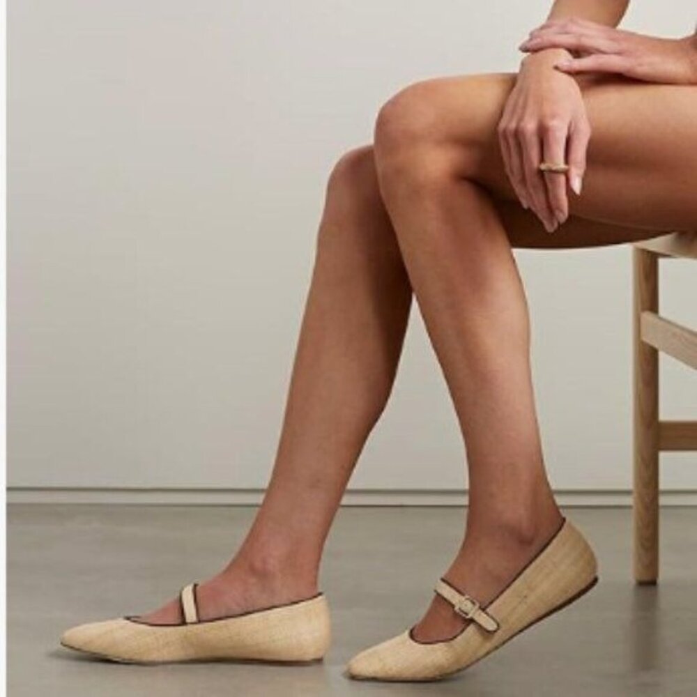 miss left Nude Comfort Buckle Strap Mary Janes Round Toe Ballet Flats